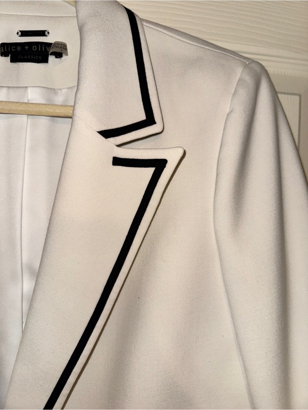 Alice+Olivia White Blazer with Black Details - Women's Tailored Jacket - Picture 10 of 15